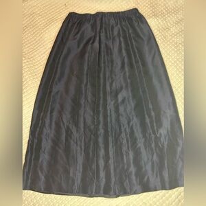 Classic Dark Navy Midi Slip Skirt | Elastic Waist | Size M (36” Long)